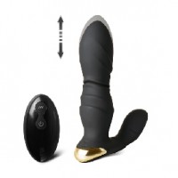 Prostate Massager Thrusting and Vibrating, 8 Function, with Remote Control, Black